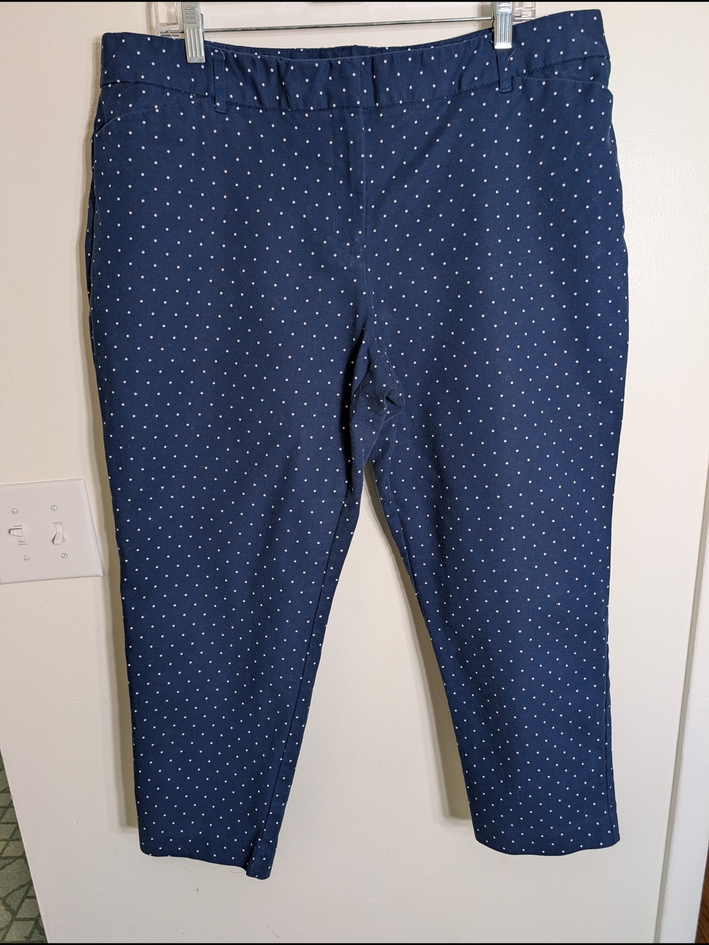 Liz Claiborne Navy Polka Dot Straight Leg Pants